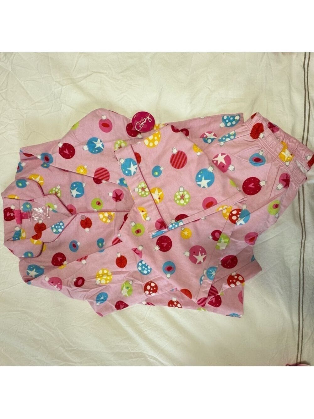 La SENZA Pink Pajama Top with Colorful Patterns Christmas Medium - Picture 3 of 11